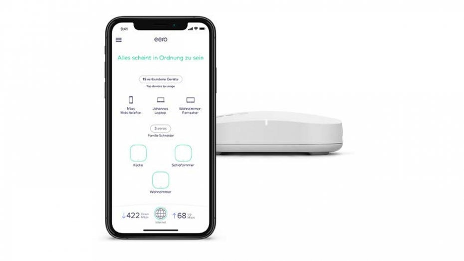 Gesteuert wird der Eero Mesh-WLAN-Router per App. (Bild. Amazon)