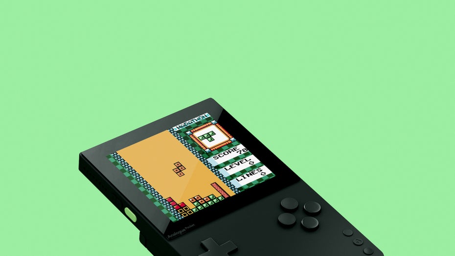 Spiele-Klassiker wie Tetris laufen auf dem Analogue-Pocket dank des hochauflösenden Displays hübscher denn je. Nur die Original-Cartridges braucht ihr. (Bild: Analogue) 