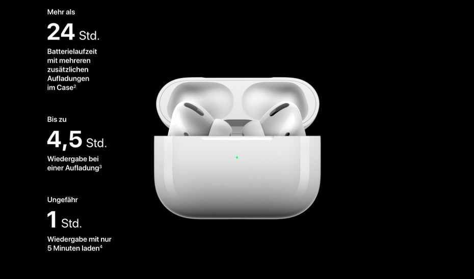 Apple AirPods Pro Akkulaufzeit. (Bild: Apple)