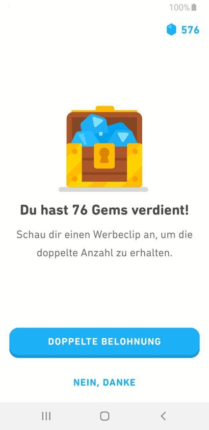 Belohnungen in Duolingo.
