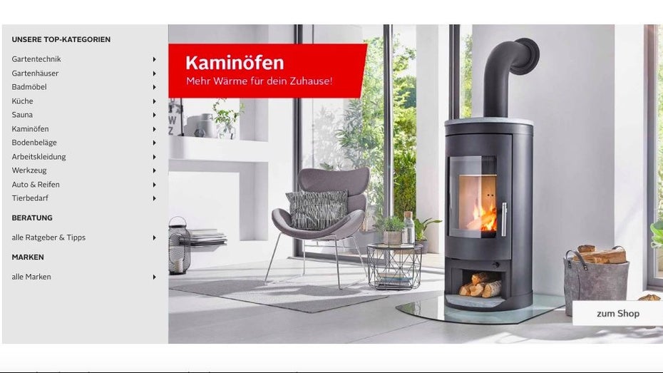 (Screenshot: otto-baumarkt.de) Otto forciert Strategie im DIY-Sektor: Otto-Baumarkt.de startet