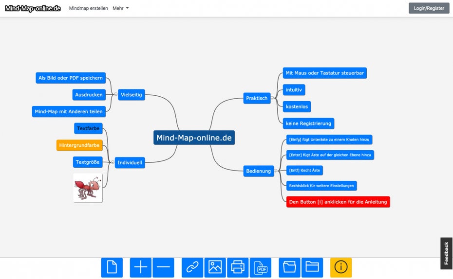 Screenshot von Mind-map-online.de. (Screenshot: Mind-map-online.de)