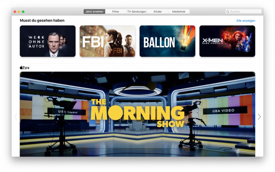 Kein iTunes mehr in macOS Catalina: Eure Filme finden sich ab sofort in der neuen TV-App. (Screenshot: macOS / t3n)