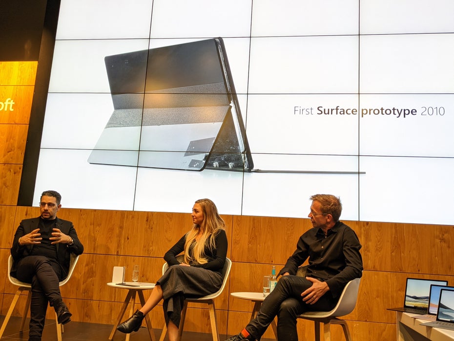 Microsoft-Surface-Team in Berlin: Panos Panay, Kait Schoeck und Ralf Groene. (Foto: t3n)