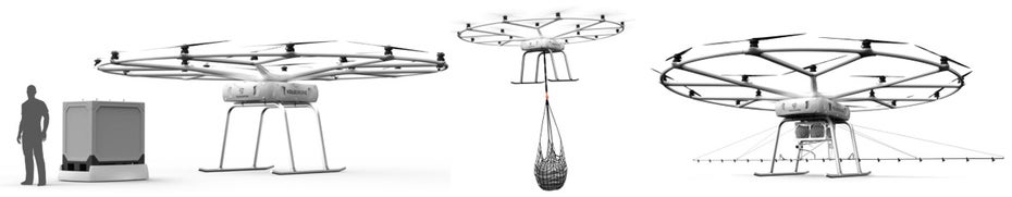 Lademöglichkeiten der Volodrone. (Grafik: Volocopter)