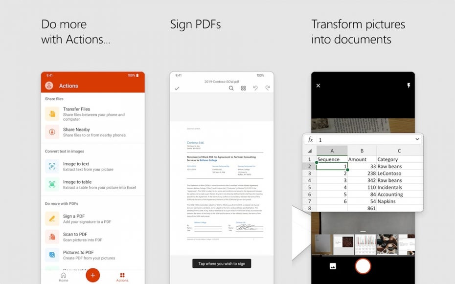 Neue Microsoft Office App vereint Word. Powerpoint und Excel. (Bild: Microsoft)