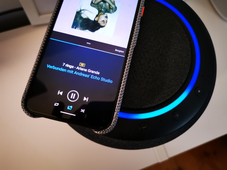 Echo Studio unterstützt 3D- und HD-Audio. In der Amazon Musik-App wird die jeweilige Soundqualität angezeigt. (Foto: t3n)