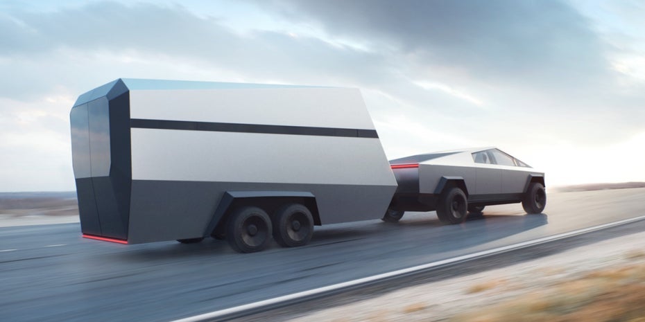 Tesla Cybertruck mit Anhänger. (Bild: Tesla)