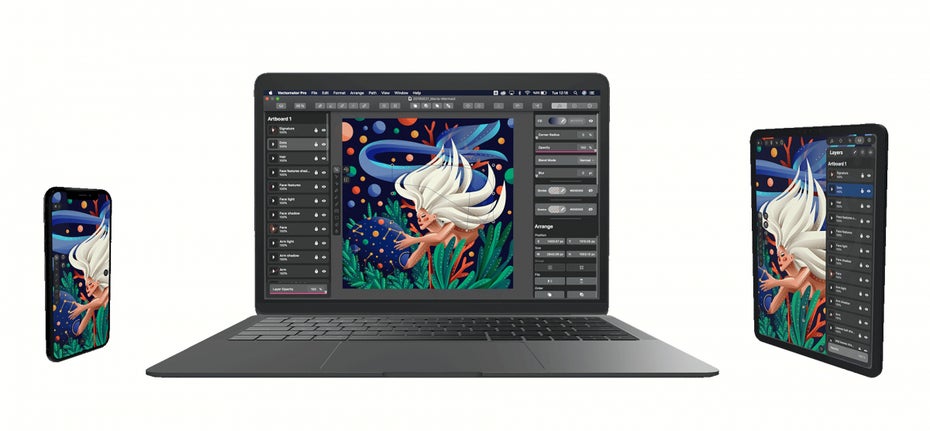 Vectornator ist jetzt für iOS, iPadOS und macOS verfügbar. (Grafik: Linearity)