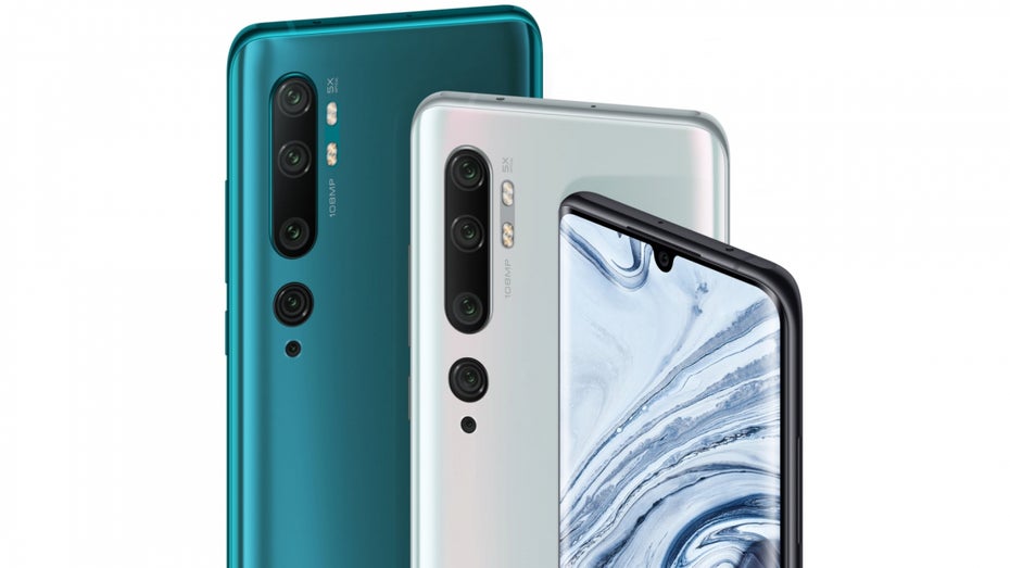 Das Xiaomi Mi Note 10 erscheint in drei Farben. Der Hersteller nennt sie Aurora Green, Glacier White und Midnight Black. (Bild: Xiaomi)