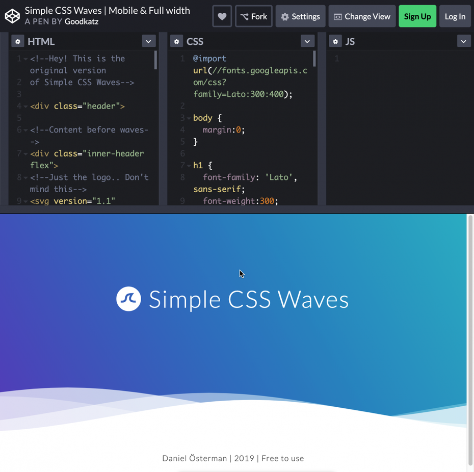 Simple CSS Waves. (Screenshot: t3n)