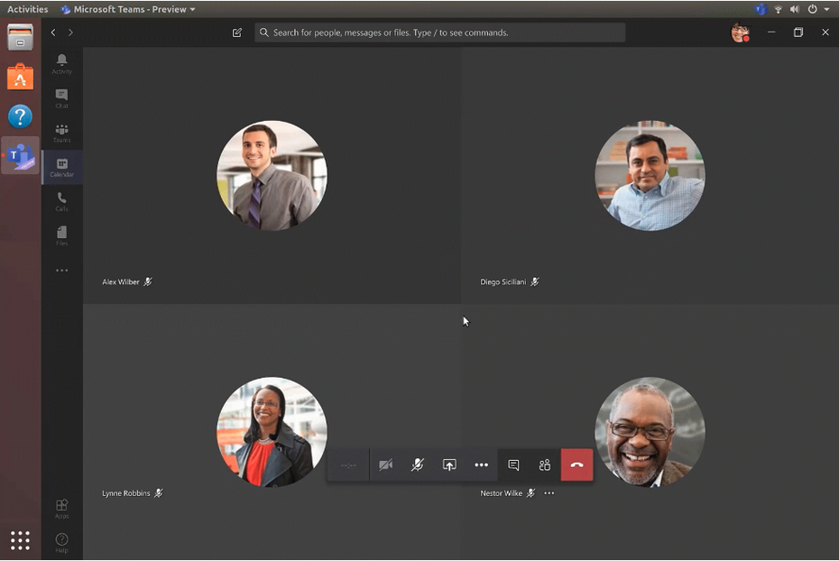 Call-Konferenz in Microsoft Teams für Linux.