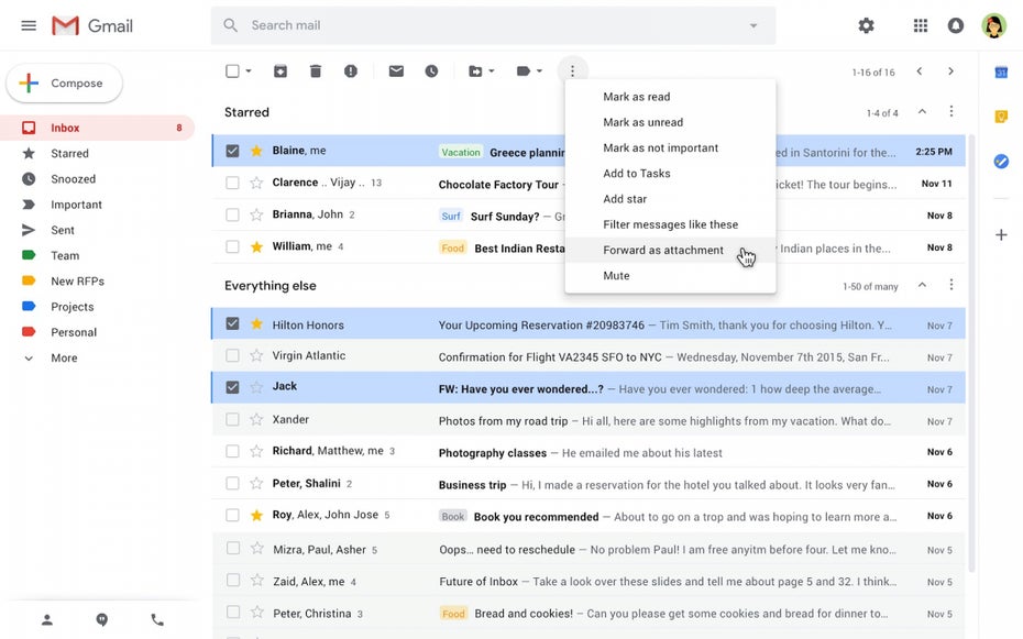 E-Mails als Mail-Anhang in Gmail 