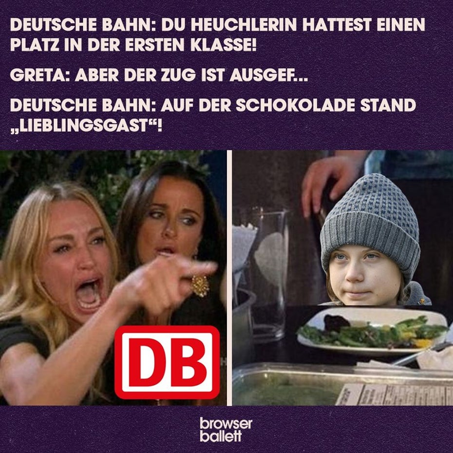 Meme Deutsche Bahn und Greta Thunberg