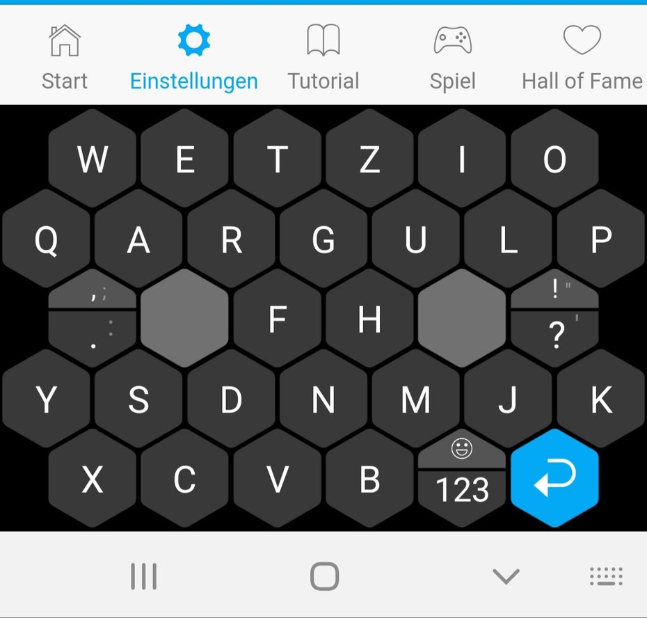 Typewise-Keyboard mit Einstellungen.