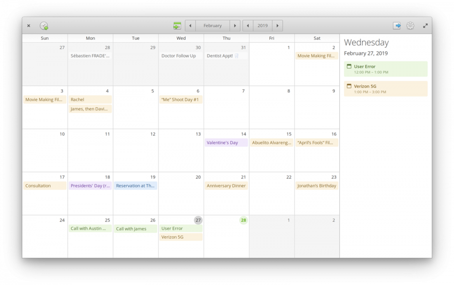 Elementary OS kommt mit eigenen Apps, hier der Kalender. (Screenshot: t3n)