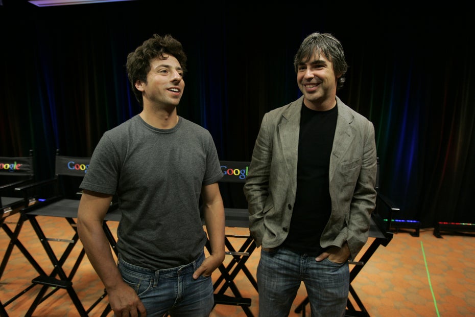 Die beiden Google-Gründer Sergey Brin (links) und Larry Page in einer Archivaufnahme von 2008. (Foto: dpa)