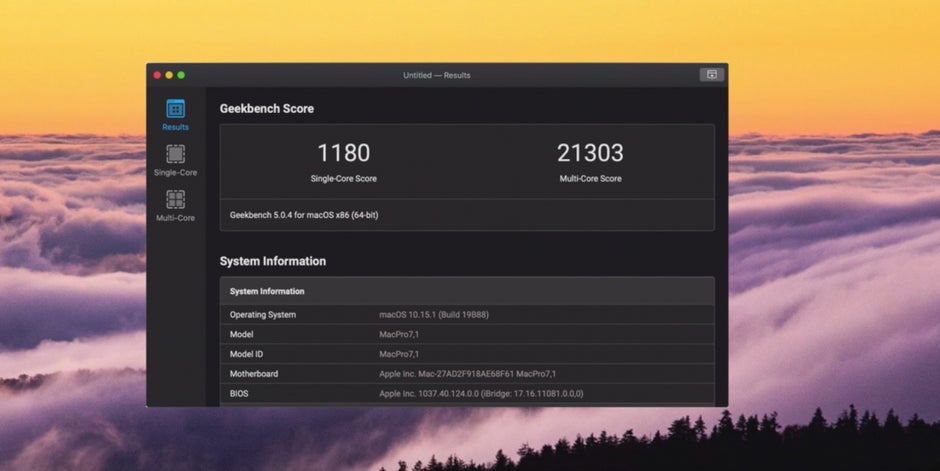 Mac Pro: Geekbench-Test von MKBHD. (Screenshot: MKBHD: t3n)