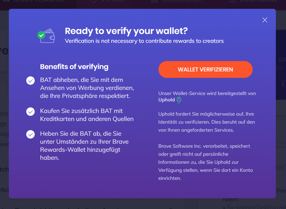 Schritt 4: Verifizierung der Wallet startet. (Screenshot: t3n)