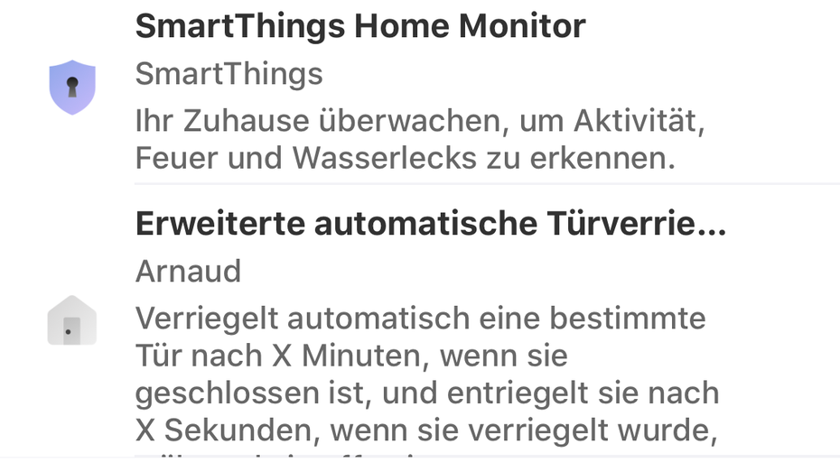 Anhand von Regeln können wir mit Smartthings im Test unser Zuhause automatisieren. Zur Inspiration  unterbreitet die App Vorschläge. (Screenshot: t3n)