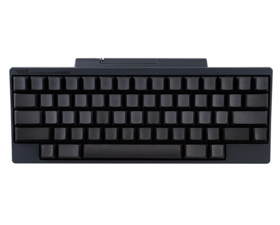 Das HHKB Hybrid in schwarz mit unbedruckten Tasten. (Foto: Fujitsu)