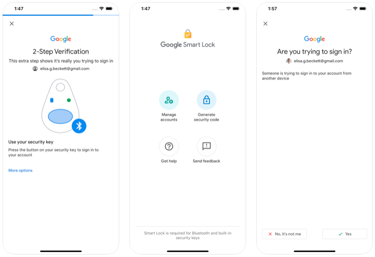 Screenshots der Google Smart Lock App.