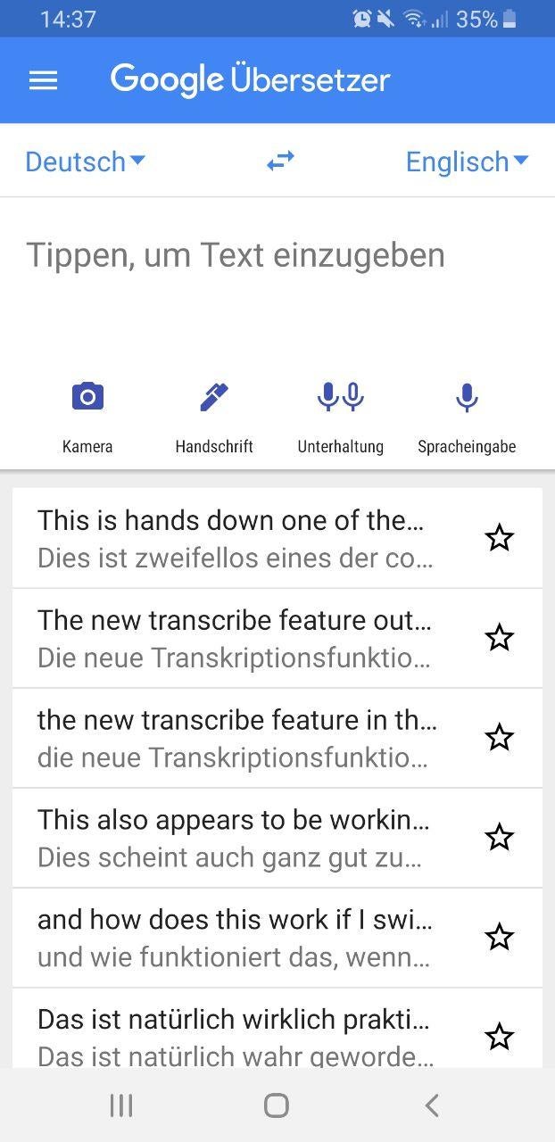 Startbildschirm Google Übersetzer App.