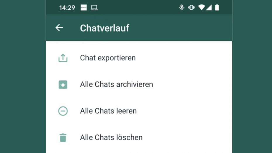 Der Export von Whatsapp-Chats ist in Deutschland nicht mehr möglich. (Screenshot: t3n)