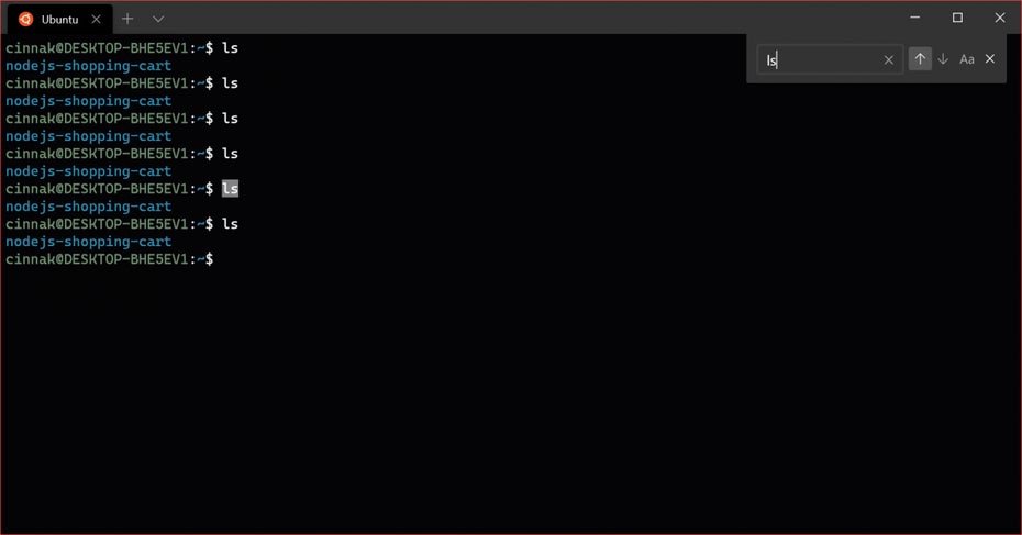 Windows Terminal: Neben dem Retro-Look gibt es auch eine verbesserte Suche. (Screenshot: Microsoft)