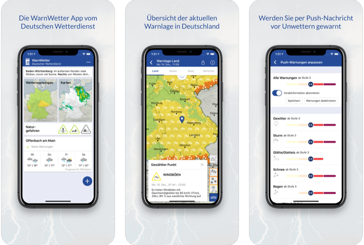 Warnwetter auf dem iPhone