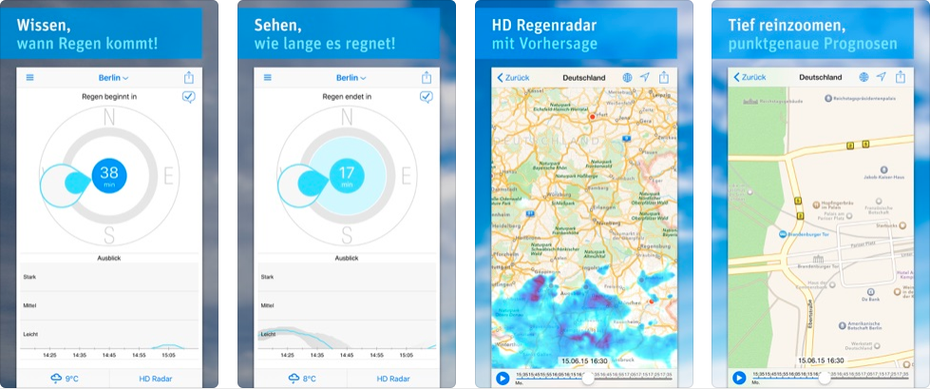 Raintoday bietet ein präzises Regenradar auf dem iPhone.