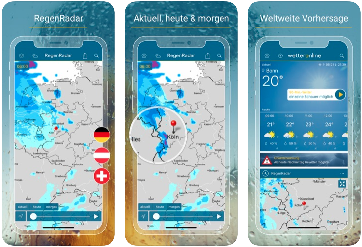 Regenradar-App von Wetteronline