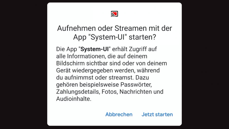 Android 11 hat einen Screenrecorder an Bord. (Screenshot: t3n)