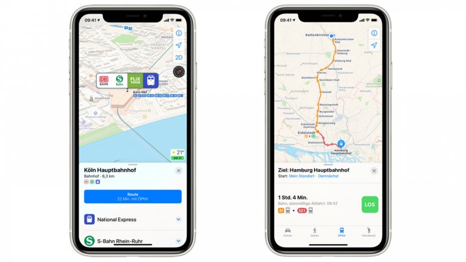Apple Maps zeigt euch ab sofort ÖPNV-Infos in Echtzeit an. (Screenshot: Apple)