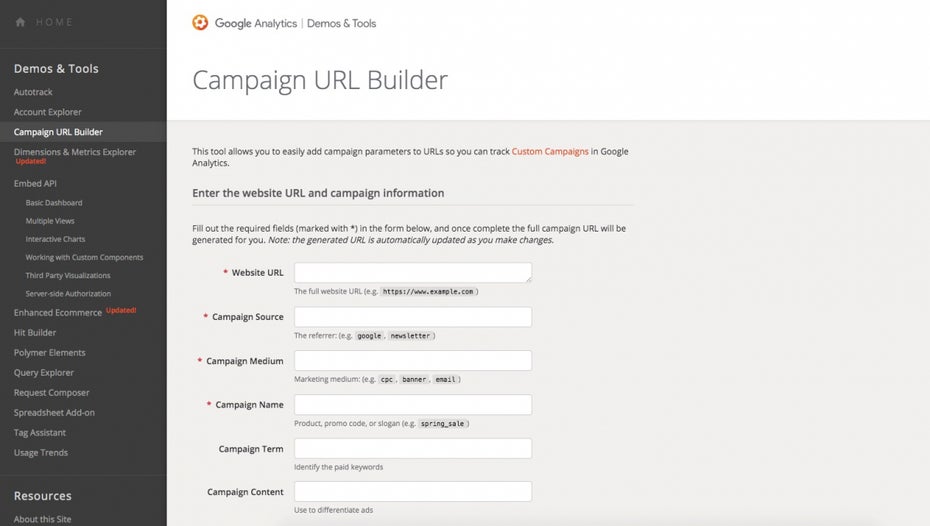 Googles Campaign URL Builder