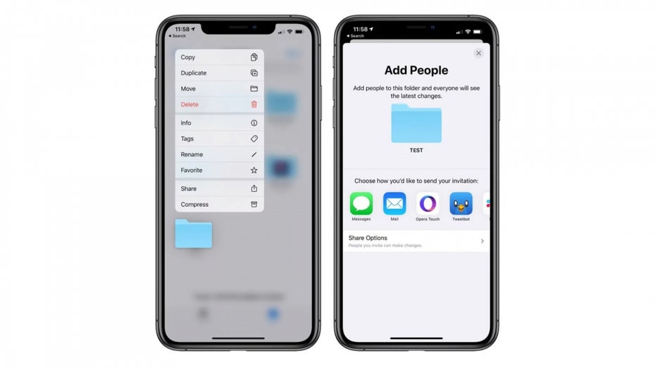 iOS 13.4 bringt iCloud-Folder-Sharing. (Screenshot: Macrumors)