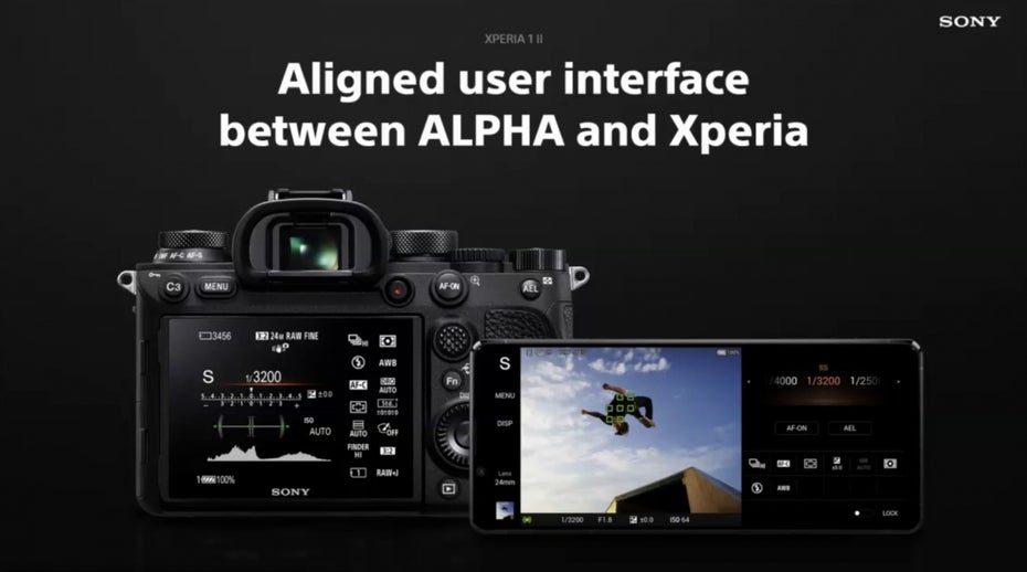 Die Kamera-App des Sony Xperia 1 II orientiert sich an der UI der Alpha-Kameras. (Screenshot: t3n)