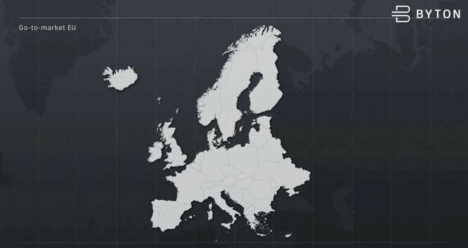 Byton startet 2021 zuerst in sechs europäischen Ländern – ein halbes Jahr später folgt die zweite Expansionshase. (Screenshot: t3n; Byton)