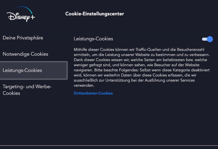 Auf der Disney-Plus-Website könnt ihr Cookies festlegen. (Screenshot: t3n)
