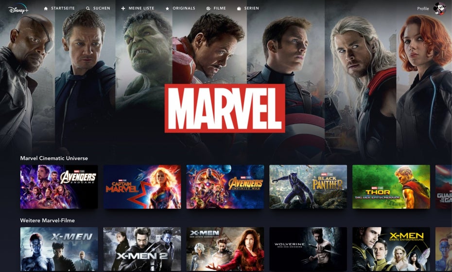 Disney Plus - Willkommen im Marvel Universum. (Screenshot: t3n)