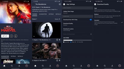 Disney Plus Offline-Modus zum Downlad von Inhalten. In den App-Einstellungen findet ihr weitere Download-Optionen. (Screenshot: t3n)