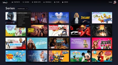 Disney Plus - Serienauswahl und Kategorien. (Screenshot: t3n)