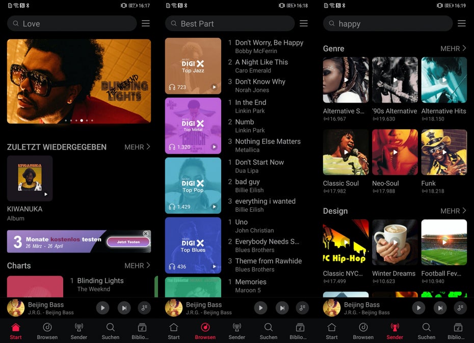 Ein Blick auf die Nutzeroberfläche von Huawei Music. (Screenshots: t3n)