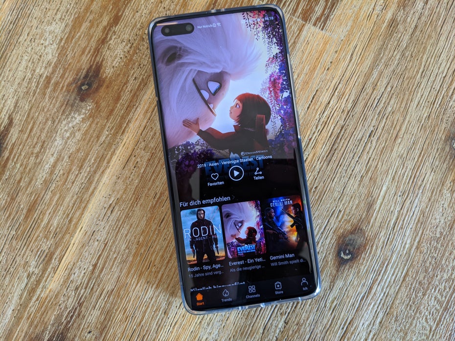 Huawei P40 Pro mit neuem Video-Dienst. (Foto: t3n)