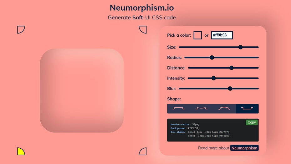 Trend-Tool: Neumorphism.io generiert moderne User-Interfaces mit CSS