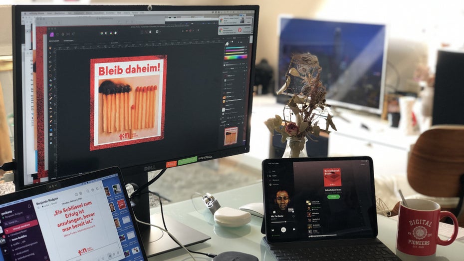 Auch die t3n-Crew arbeitet geschlossen vom Homeoffice aus. (Foto: t3n) Wieder im Homeoffice: 9 Tipps aus dem Arbeitsalltag der t3n-Redaktion