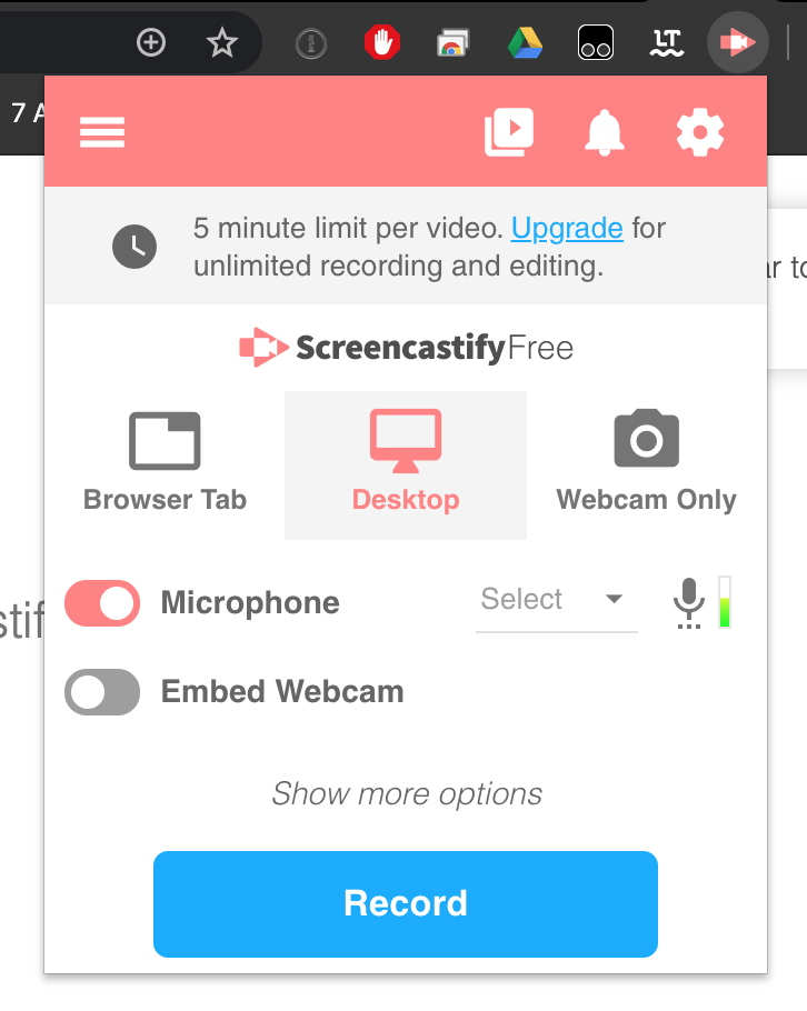 Screencastify-Chrome-Erweiterung