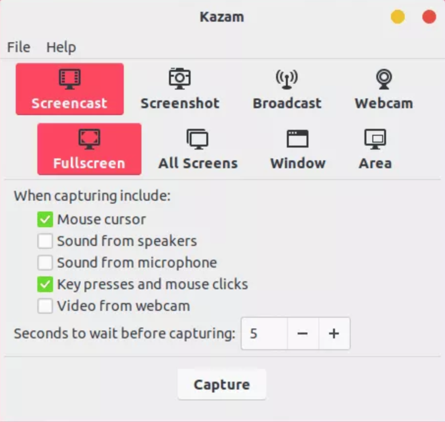 Kazam unter Linux