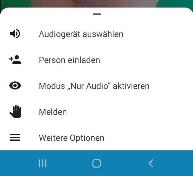 Menü in der Mobil-App von Jitsi Meet