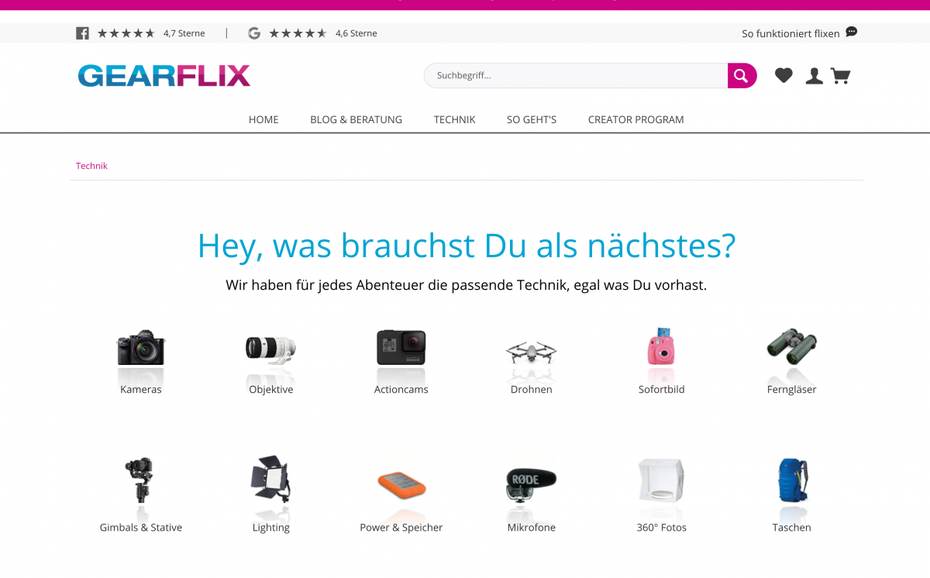 Gearflix Webseite